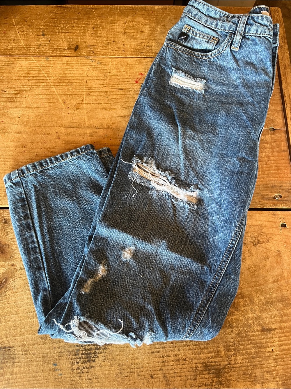 KanCan Blue Distressed Straight Leg Jeans